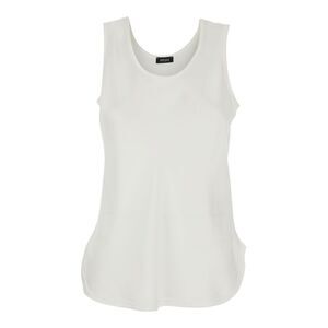 Plain Women White Sleeveless Top With Round Neck In Satin Woman